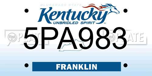 5PA983 Kentucky License Plate