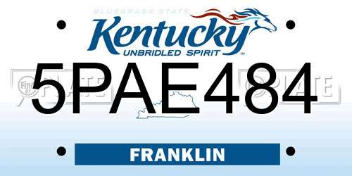 5PAE484 Kentucky License Plate