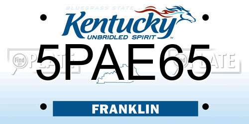 5PAE65 Kentucky License Plate
