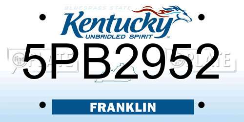 5PB2952 Kentucky License Plate