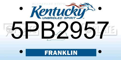 5PB2957 Kentucky License Plate