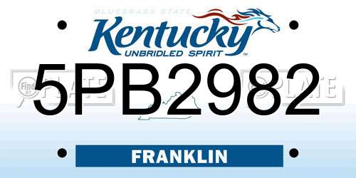 5PB2982 Kentucky License Plate