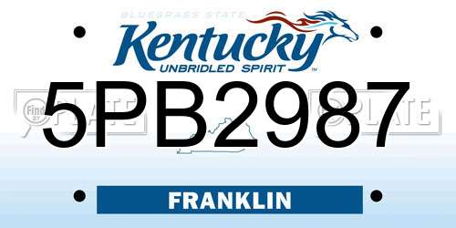5PB2987 Kentucky License Plate