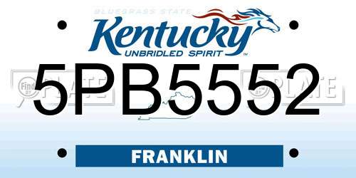 5PB5552 Kentucky License Plate
