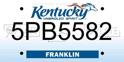 5PB5582 Kentucky License Plate
