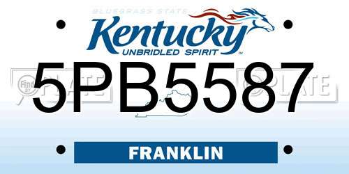 5PB5587 Kentucky License Plate