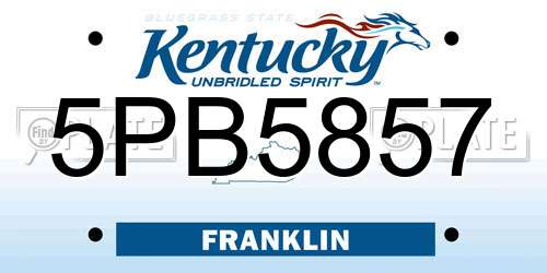 5PB5857 Kentucky License Plate