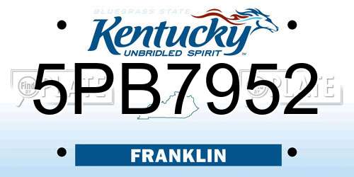 5PB7952 Kentucky License Plate