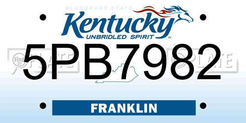 5PB7982 Kentucky License Plate