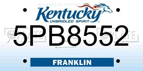 5PB8552 Kentucky License Plate