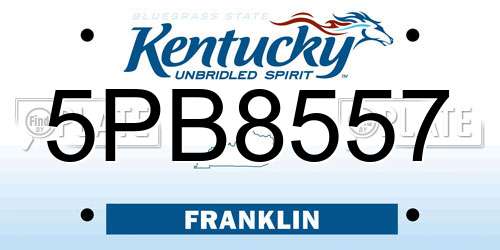 5PB8557 Kentucky License Plate