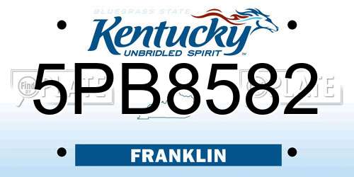 5PB8582 Kentucky License Plate