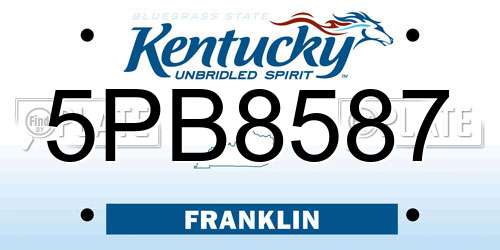 5PB8587 Kentucky License Plate