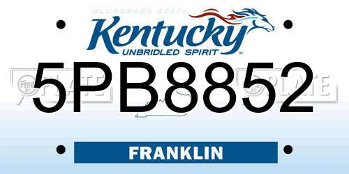 5PB8852 Kentucky License Plate