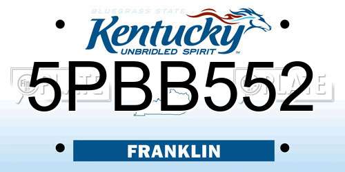 5PBB552 Kentucky License Plate