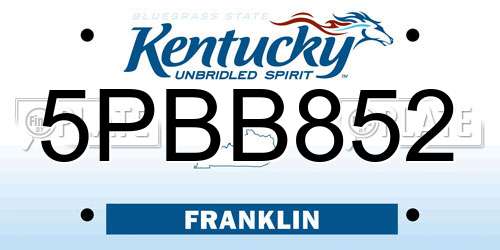 5PBB852 Kentucky License Plate