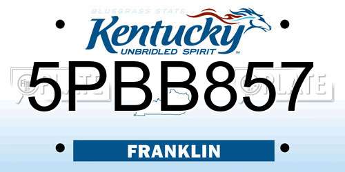 5PBB857 Kentucky License Plate