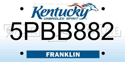 5PBB882 Kentucky License Plate