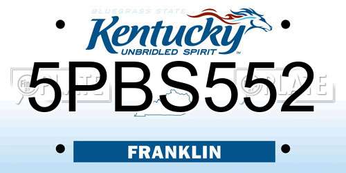 5PBS552 Kentucky License Plate
