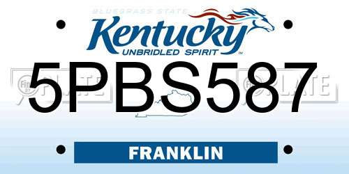 5PBS587 Kentucky License Plate