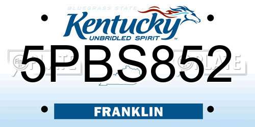 5PBS852 Kentucky License Plate