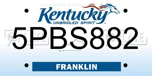 5PBS882 Kentucky License Plate