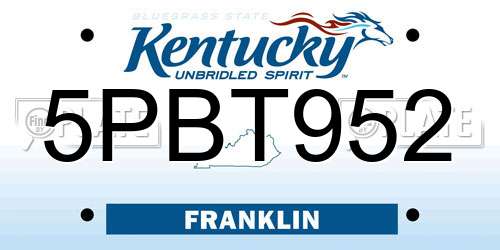 5PBT952 Kentucky License Plate