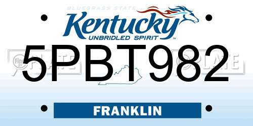 5PBT982 Kentucky License Plate