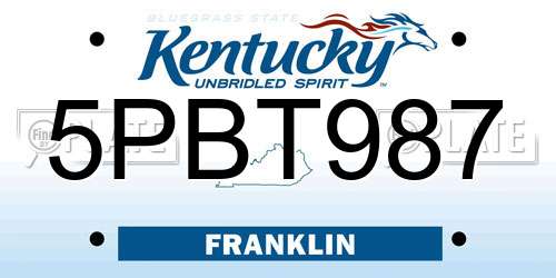 5PBT987 Kentucky License Plate