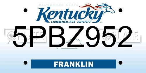 5PBZ952 Kentucky License Plate