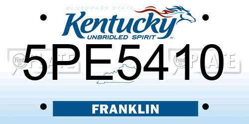 5PE5410 Kentucky License Plate