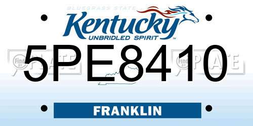 5PE8410 Kentucky License Plate