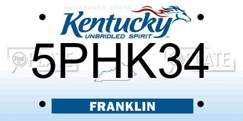 5PHK34 Kentucky License Plate