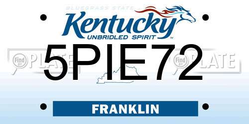 5PIE72 Kentucky License Plate