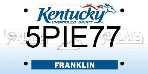 5PIE77 Kentucky License Plate