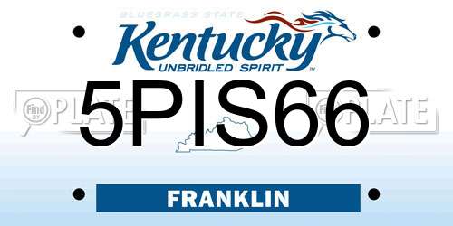 5PIS66 Kentucky License Plate