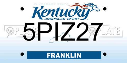 5PIZ27 Kentucky License Plate