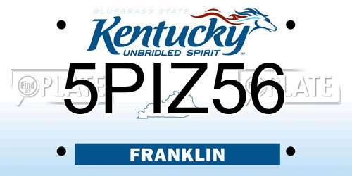 5PIZ56 Kentucky License Plate