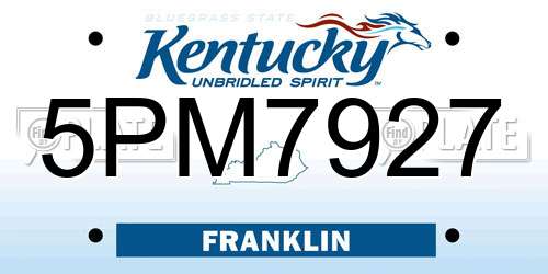 5PM7927 Kentucky License Plate
