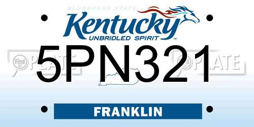 5PN321 Kentucky License Plate
