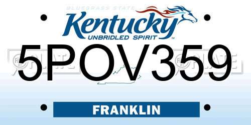 5POV359 Kentucky License Plate