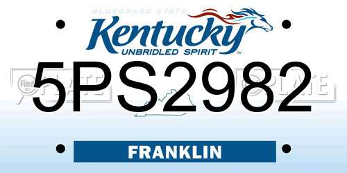 5PS2982 Kentucky License Plate