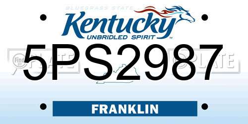 5PS2987 Kentucky License Plate