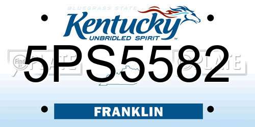5PS5582 Kentucky License Plate