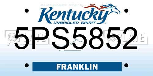 5PS5852 Kentucky License Plate