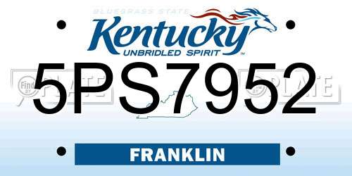 5PS7952 Kentucky License Plate