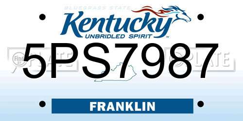 5PS7987 Kentucky License Plate
