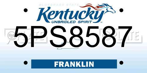 5PS8587 Kentucky License Plate