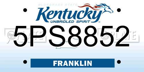 5PS8852 Kentucky License Plate