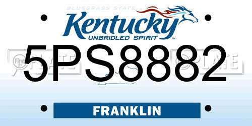 5PS8882 Kentucky License Plate